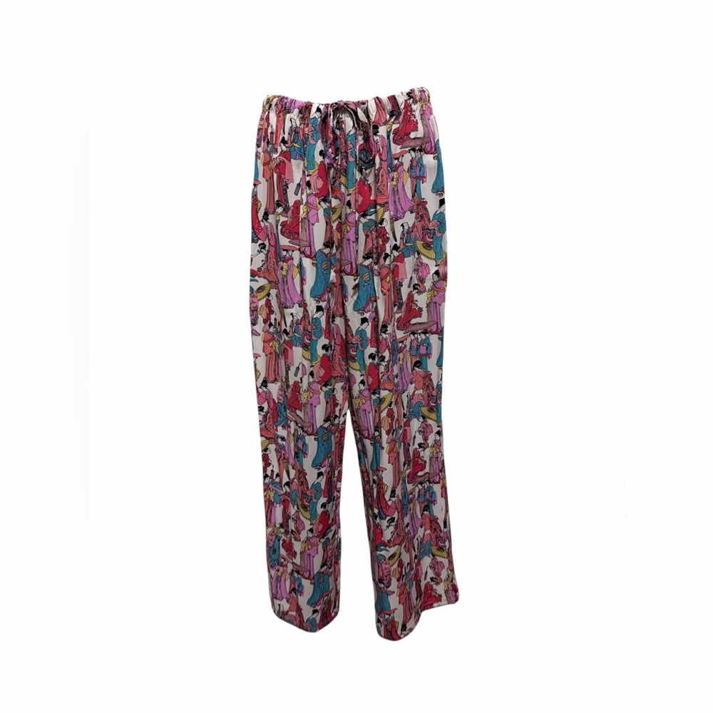 NWT Natori Size S Asian Geisha Print Promenade Challis Pajama Pants Rayon WAW